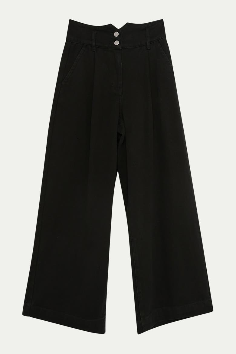 Petite Denim Wide Leg High Waisted Jeans, Alternate, color, Black