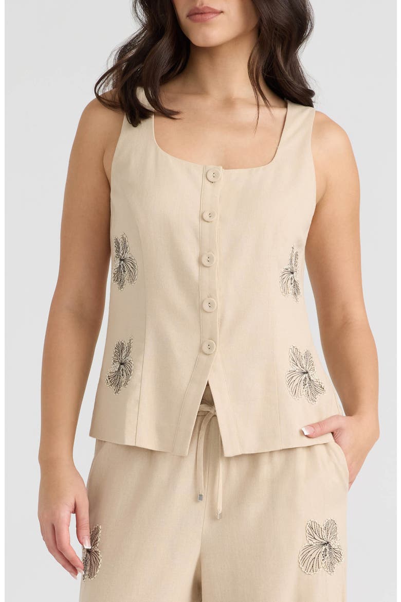 Embroidered Vest, Main, color, NATURAL