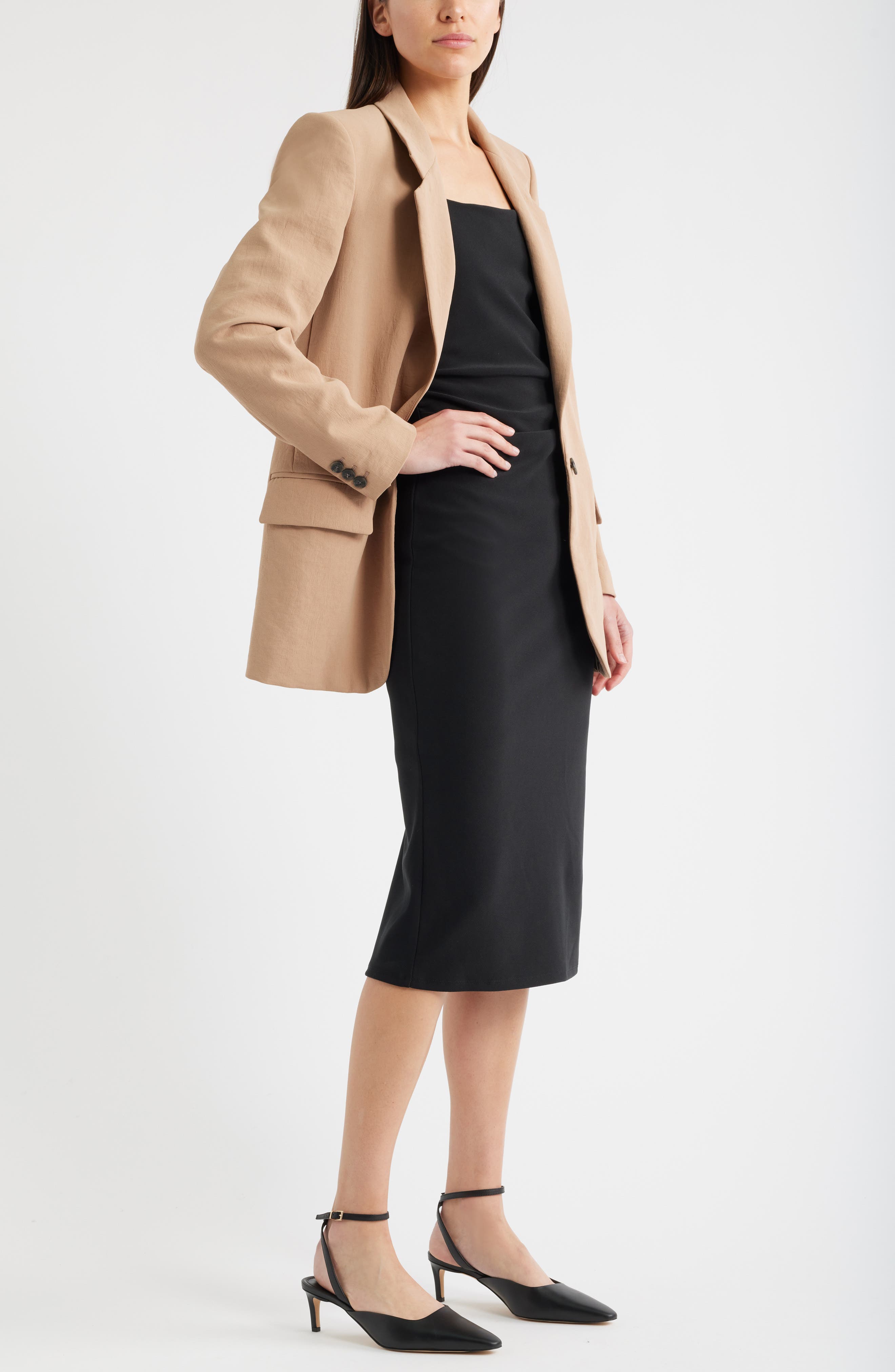 Nordstrom Greenwich Ankle Strap Pointed Toe Slingback Pump, Alternate, color, Black