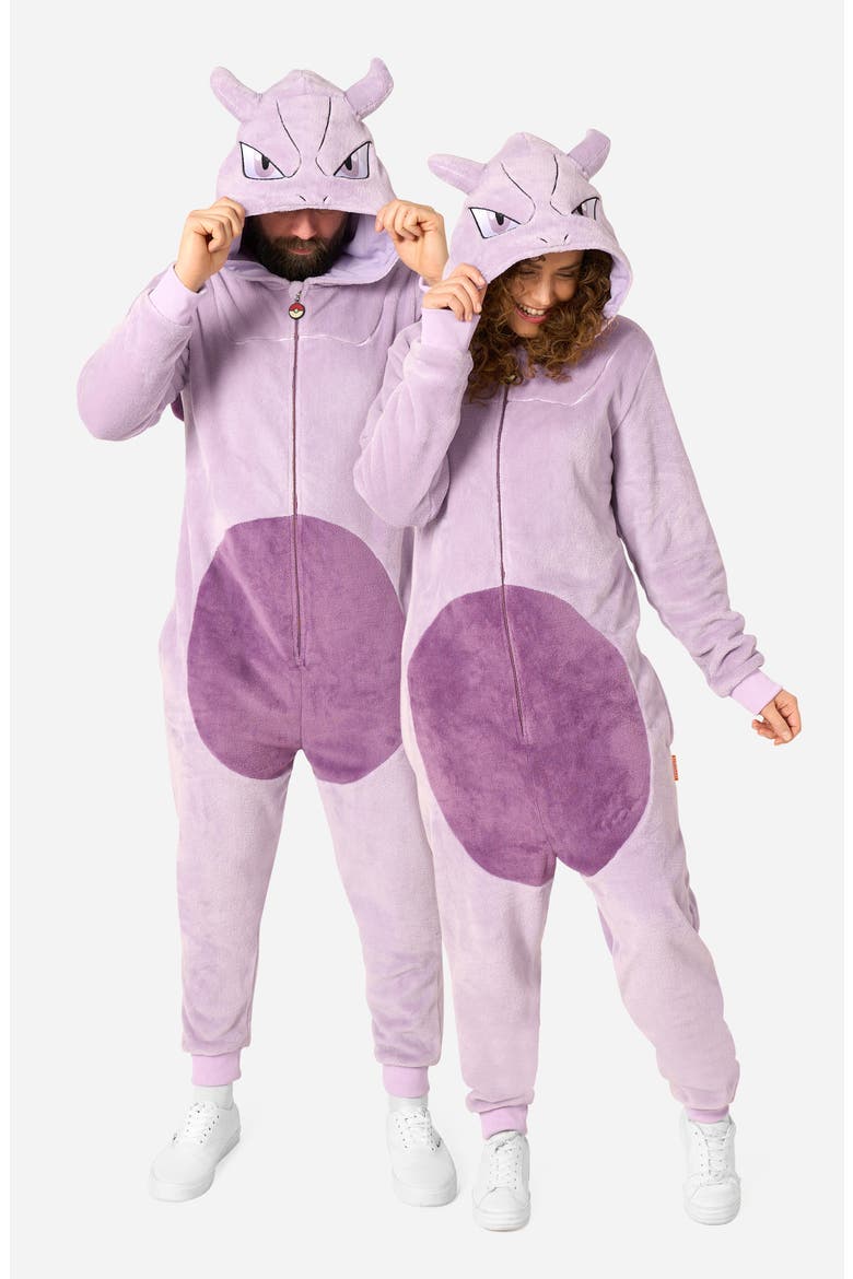 Pokémon Mewto Hooded Fleece Jumpsuit, Alternate, color, LAVENDER