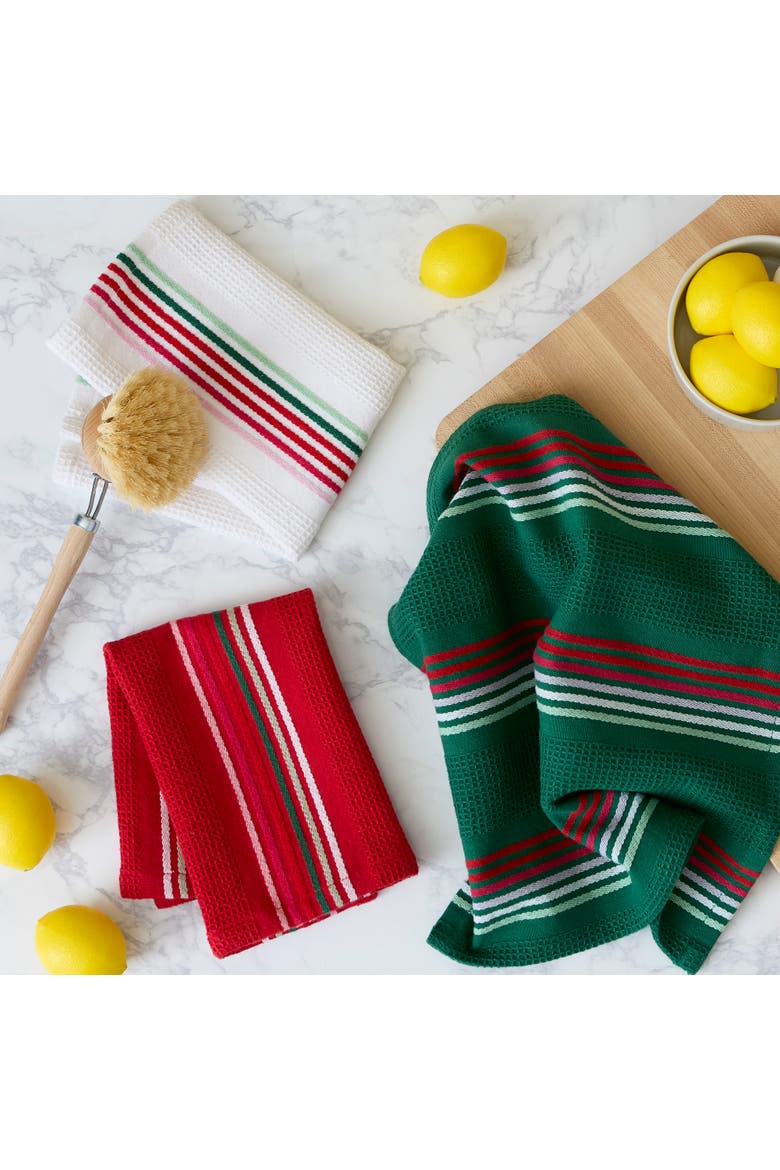 Spirited Stripes Heavyweight Essentials Dishcloth Set of 3, Alternate, color, Spirited Stripes