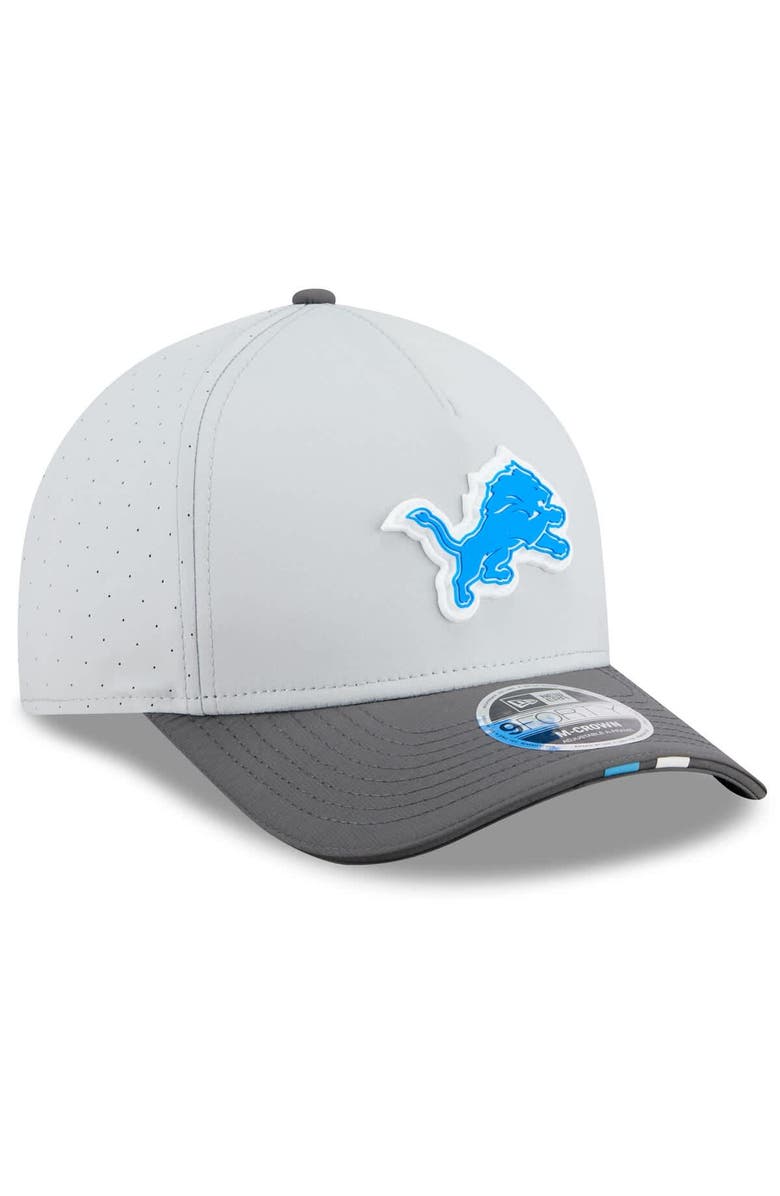 New Era Men's New Era  Gray/Graphite Detroit Lions 2025 NFL Training Camp A-Frame 9FORTY Adjustable Hat, Alternate, color, 