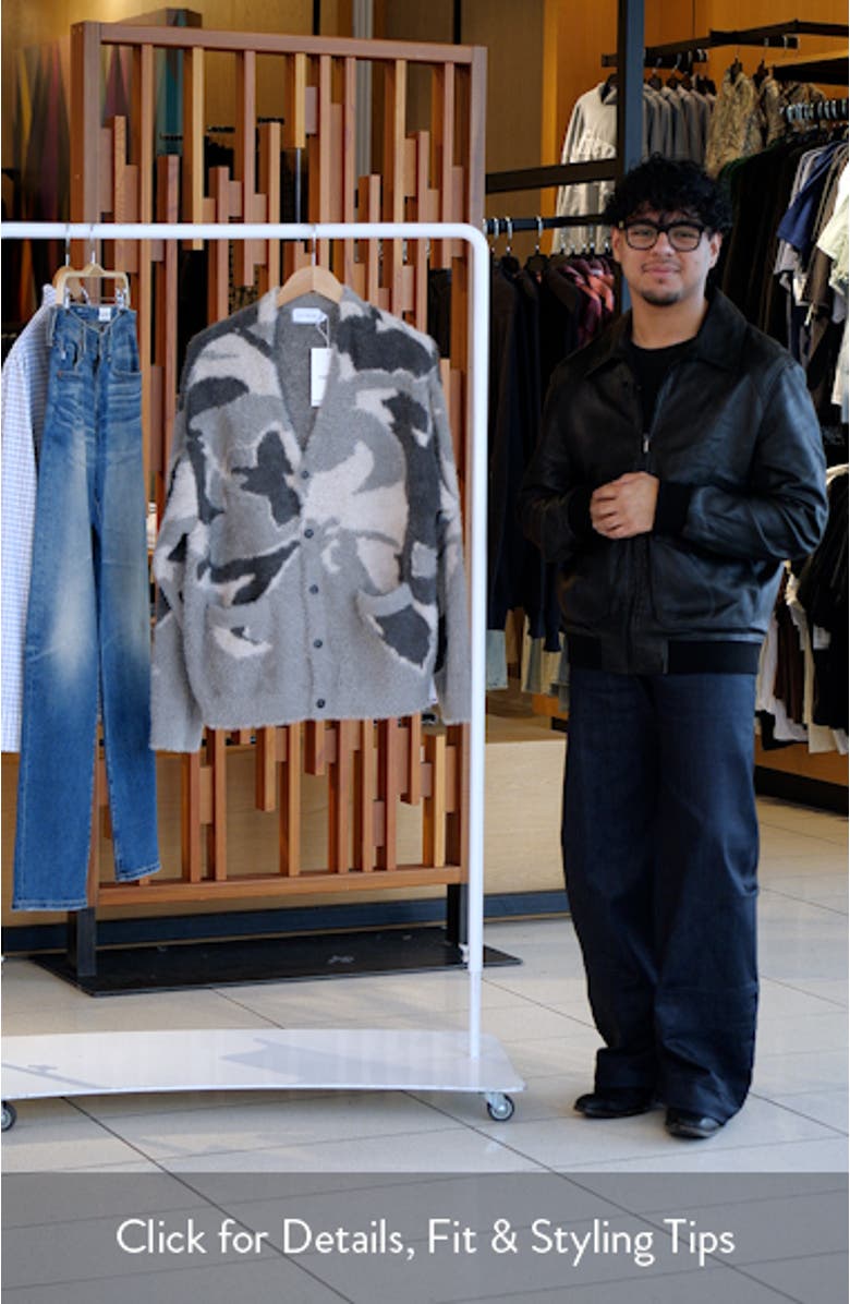 Abstract Print Fuzzy V-Neck Oversize Cardigan, sales video thumbnail