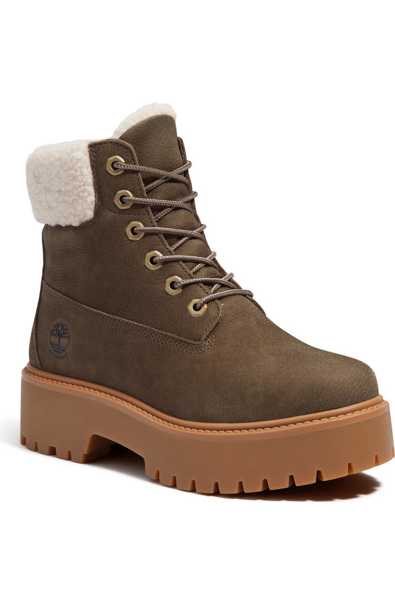 Timberland Stone Street Waterproof Faux Fur Lined Platform Boot, Main, color, Dark Brown Full Grain