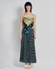 Lost Pattern "Beach Blossom" Satin Midi Skirt