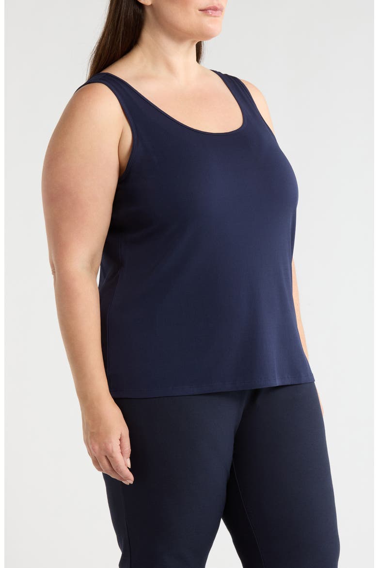 Slim Fit Scoop Neck Silk Tank, Alternate, color, INK