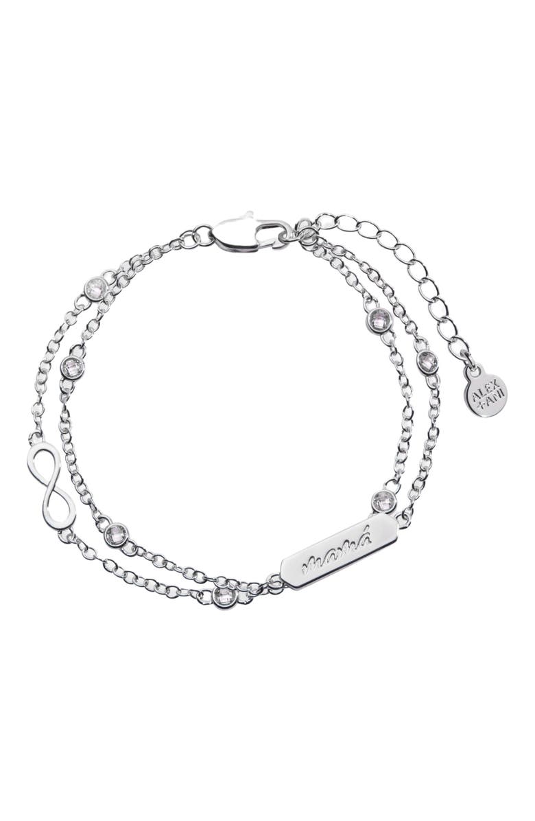 Alex and Ani Mamá Infinity Adjustable Chain Bracelet, Main, color, Silver