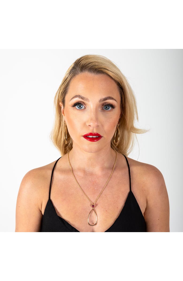 Lucy Quartermaine Long Petal Drop Necklace with Pear Cut Ruby, Alternate, color, Gold