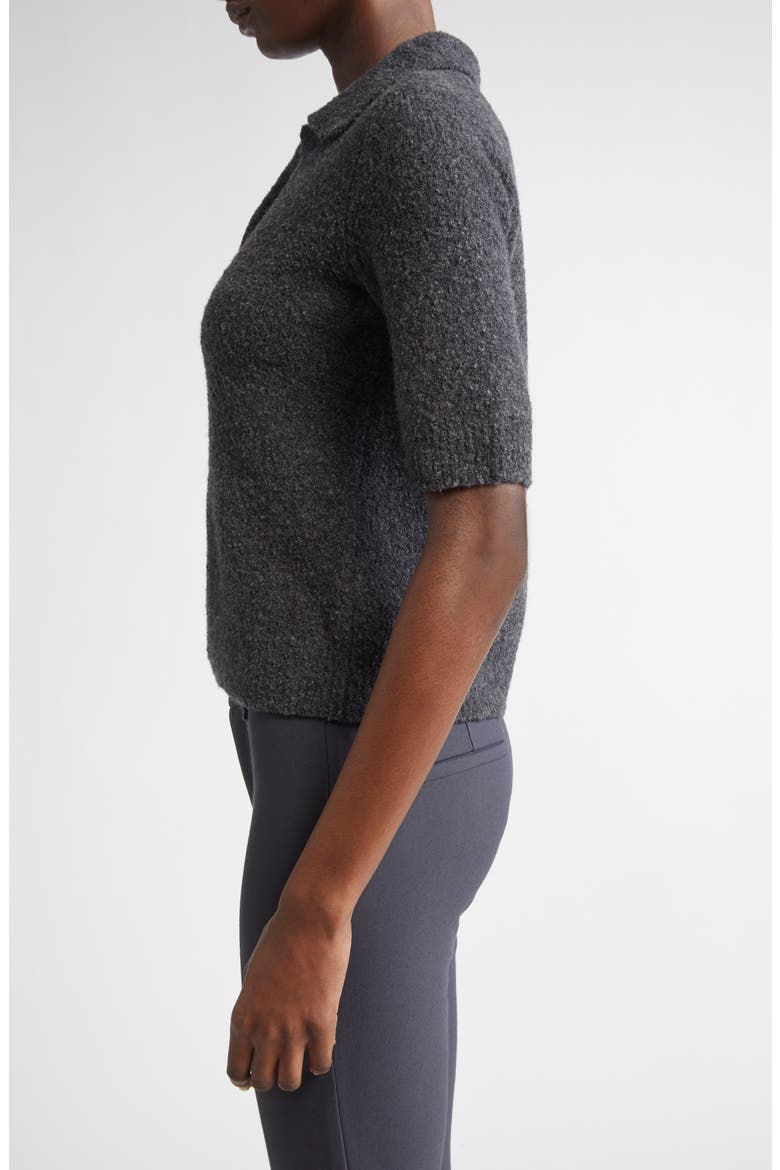 Bouclé Short Sleeve Polo Sweater, Alternate, color, H GRAPHITE