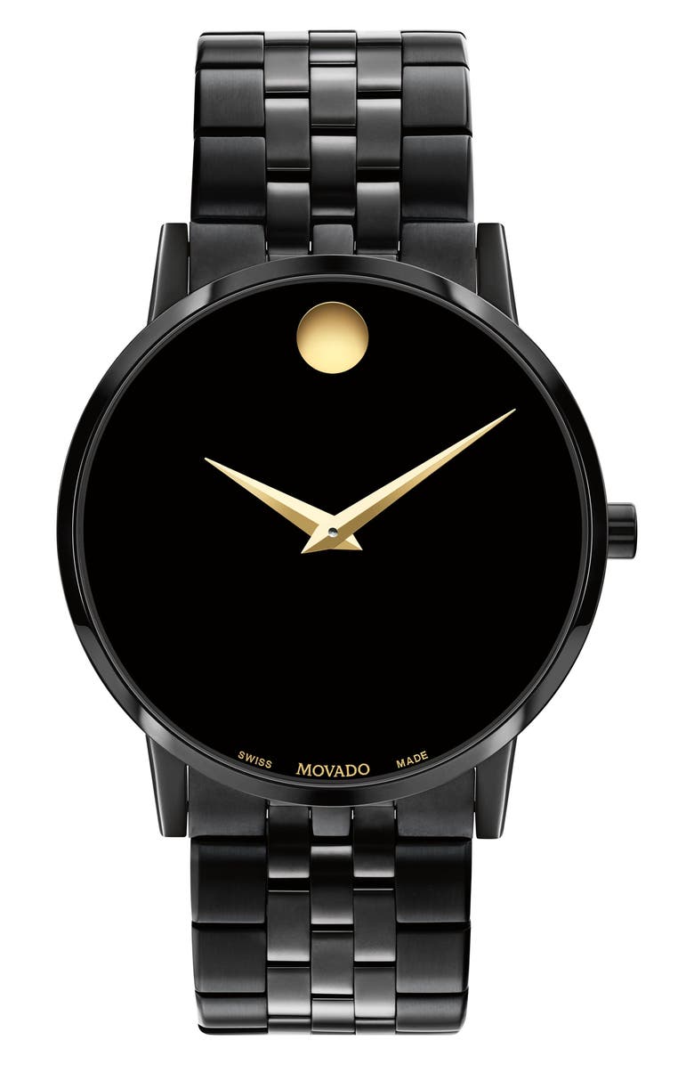 Movado Museum Diamond Classic Bracelet Watch, 40mm, Main, color, Black