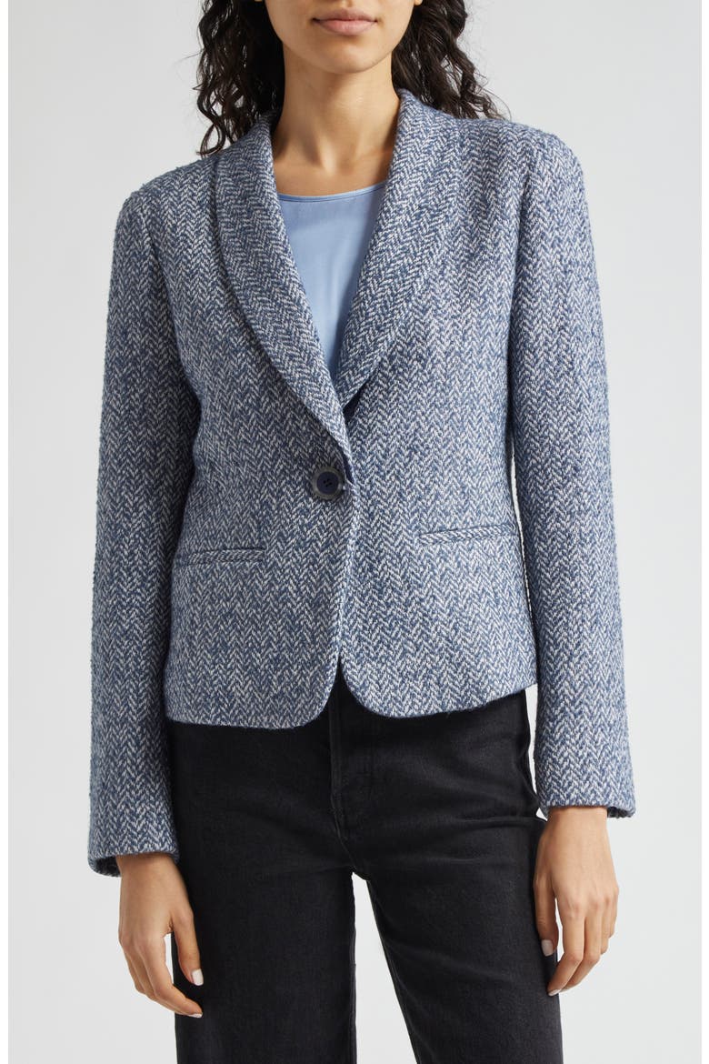 Metallic Chevron Tweed Jacket, Alternate, color, SOLID LIGHT BLUE