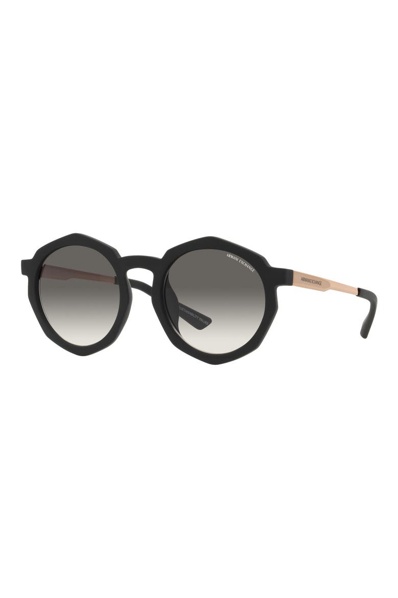 51mm Gradient Irregular Sunglasses, Alternate, color, MATTE BLACK