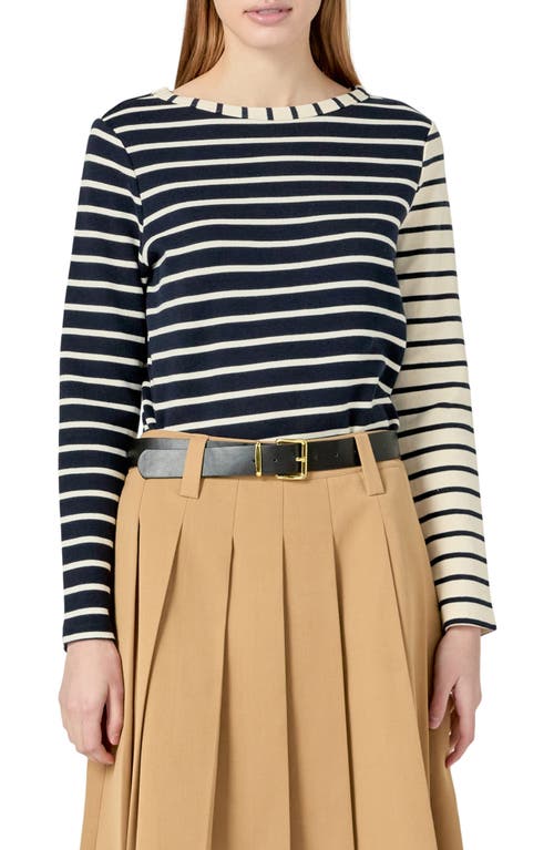 English Factory Multistripe Cotton T-shirt In Navy Multi