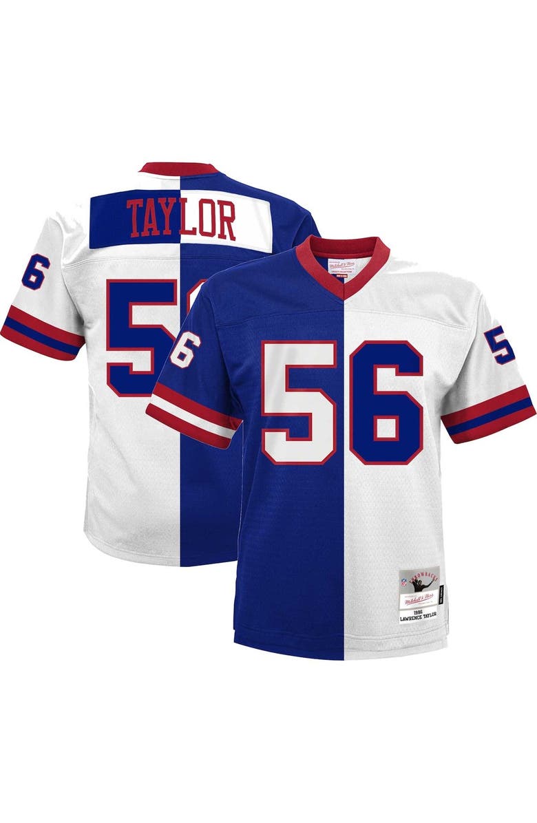 Mitchell & Ness Men's Mitchell & Ness Lawrence Taylor Royal/White New York Giants Big & Tall Split Legacy Retired Player Replica Jersey, Alternate, color, 