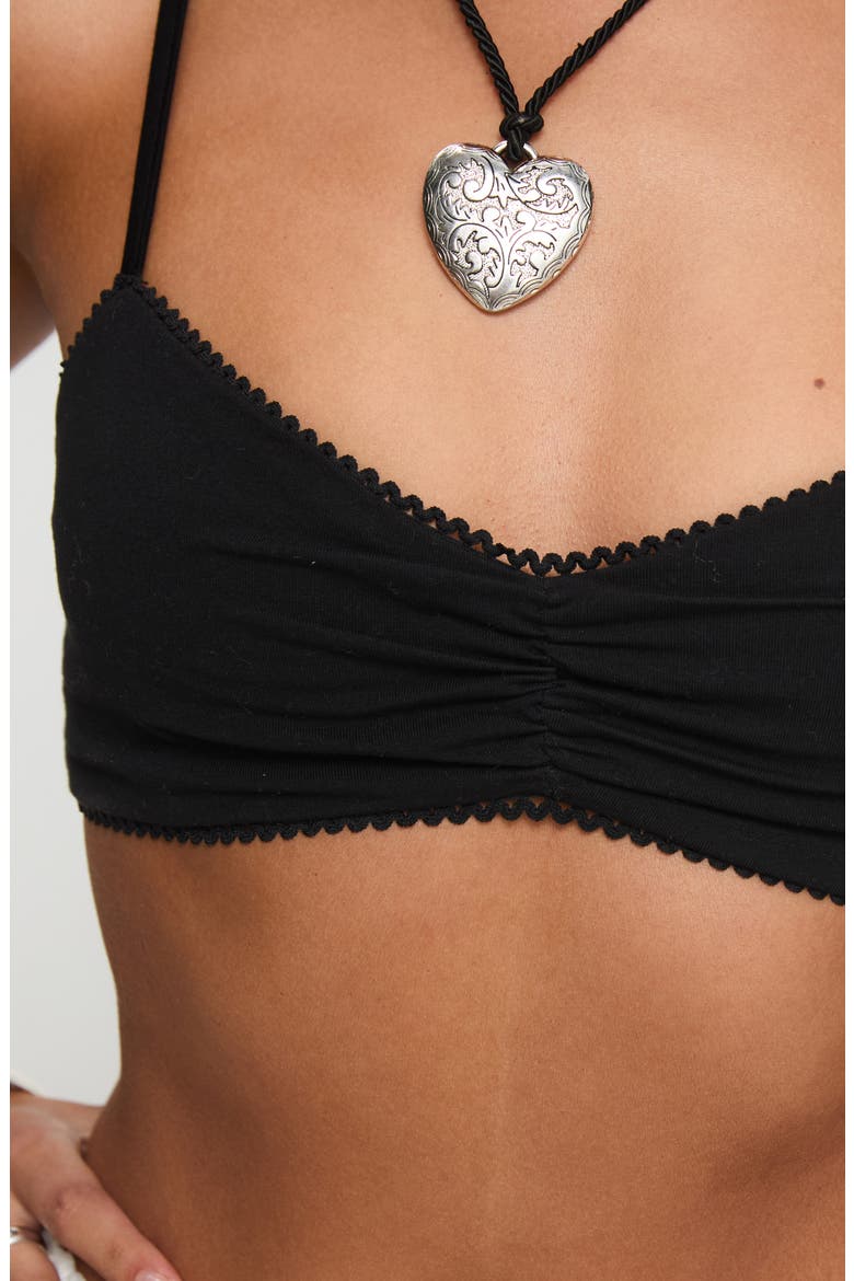 Kiki Cotton Blend Bralette, Alternate, color, BLACK