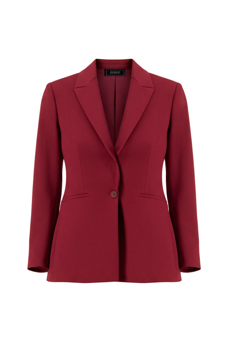 Tailored Single-Button Blazer, Alternate, color, Wine