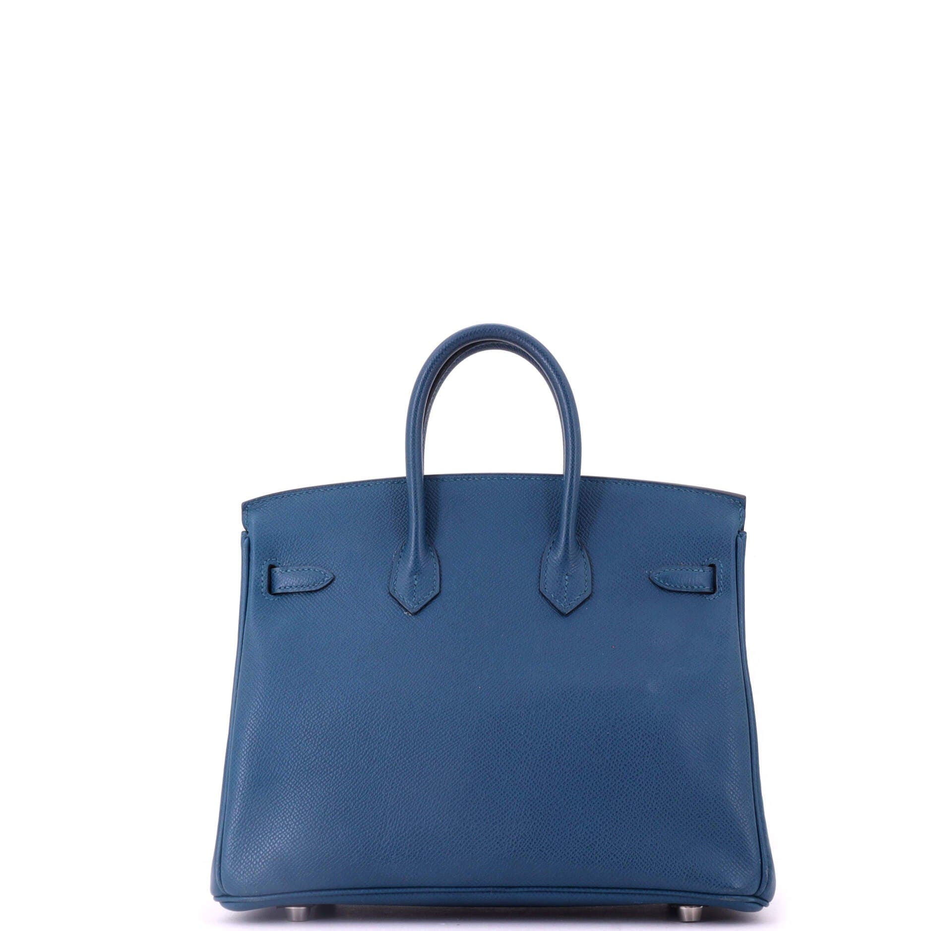 Pre-Owned Hermes Birkin Handbag Blue Epsom with Palladium Hardware 25, Alternate, color, Colvert