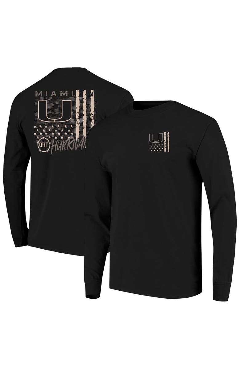 IMAGE ONE Men's  Black Miami Hurricanes OHT Camo Overlay Comfort Colors Long Sleeve T-Shirt, Main, color, Black
