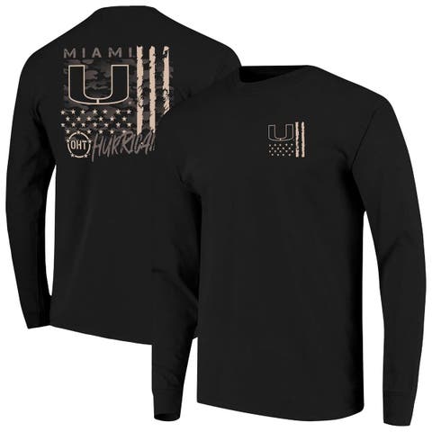 Men's  Black Miami Hurricanes OHT Camo Overlay Comfort Colors Long Sleeve T-Shirt