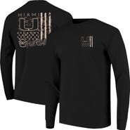 IMAGE ONE Men's  Black Miami Hurricanes OHT Camo Overlay Comfort Colors Long Sleeve T-Shirt