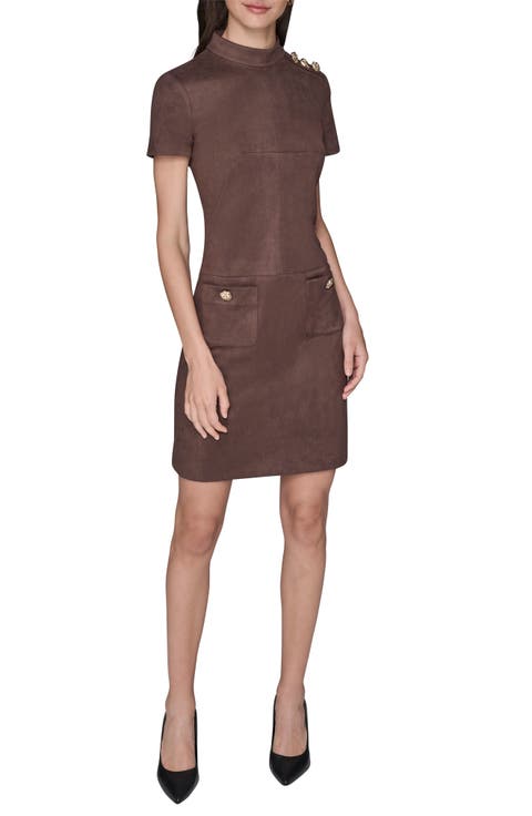 Faux Suede Scuba Sheath Minidress