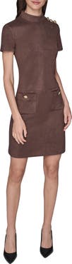 KARL LAGERFELD PARIS Faux Suede Scuba Sheath Minidress