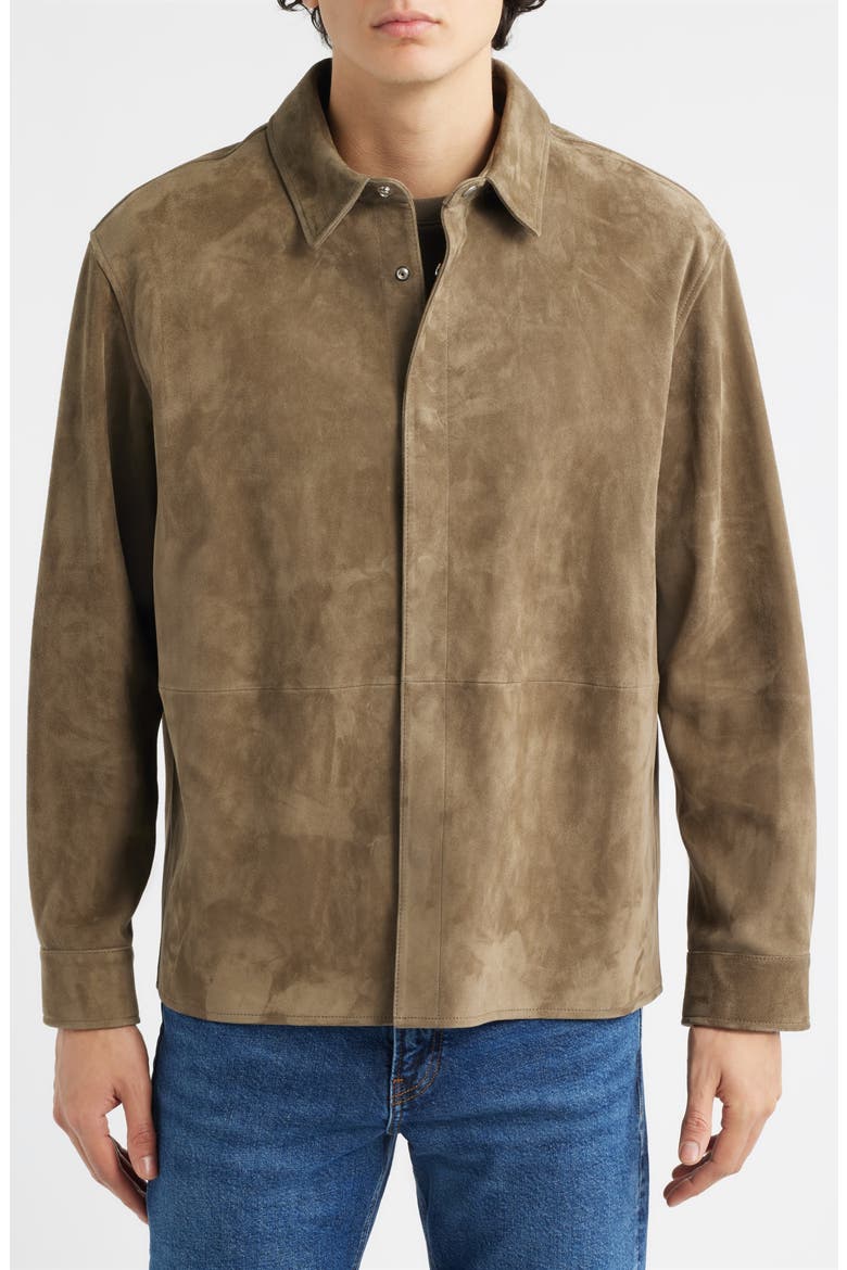 Suede Shirt Jacket, Alternate, color, DARK BEIGE