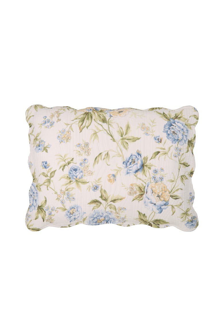 Brianna Flowers 100% Cotton Quilted Standard Pillow Sham 20" x 26", Main, color, Beige