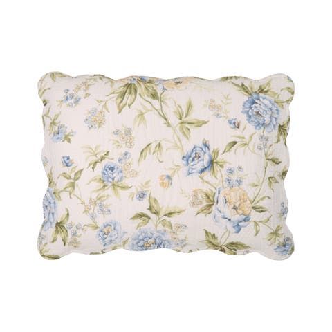 Brianna Flowers 100% Cotton Quilted Standard Pillow Sham 20" x 26"