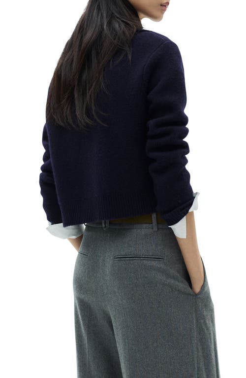 Mango Double Breasted Wool Blend Blazer In Dark Navy