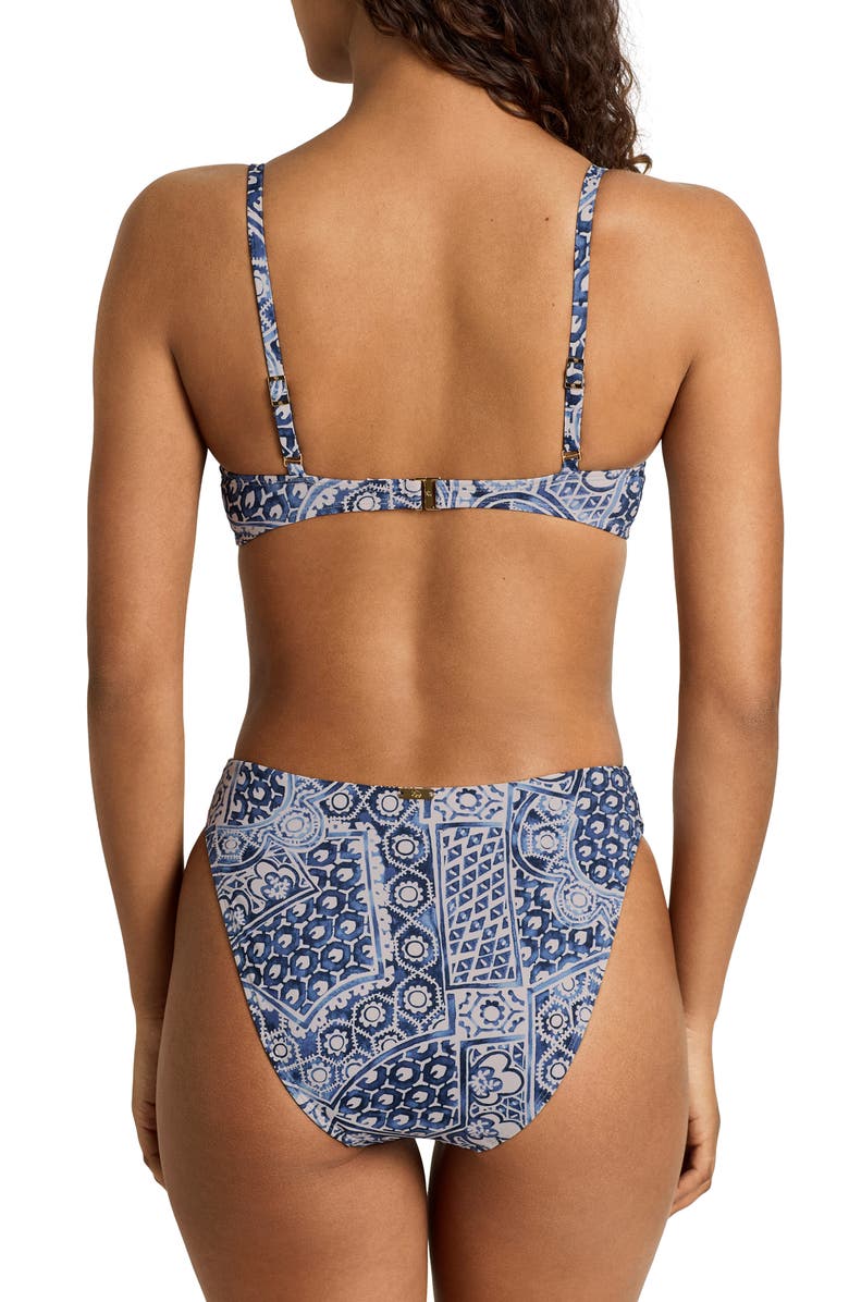 Lauren Ralph Lauren High Cut Bikini Bottoms, Alternate, color, Multi Blue