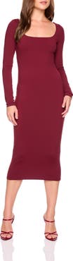 Susana Monaco Scoop Long Sleeve Midi Dress