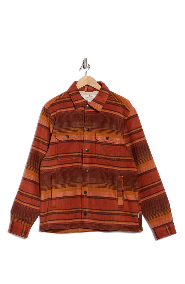 Rainforest Edgewood Plaid Bonded Fleece & Faux Shearling Jacket, Alternate, color, Orange Ombre Stripe