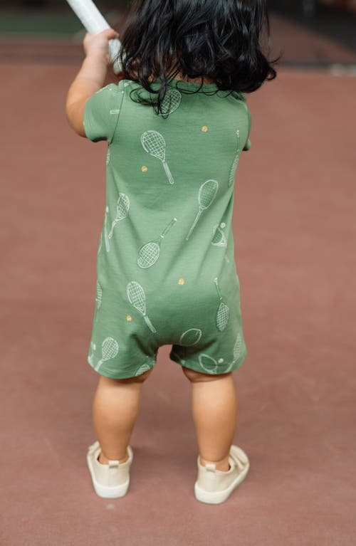 Pehr Octopus Oasis Patch Pocket Organic Cotton Romper In Green