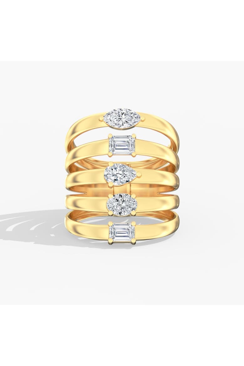 Five-Row Multi-Shape Shield Lab Diamond Ring in 14K, Main, color, Yellow Gold