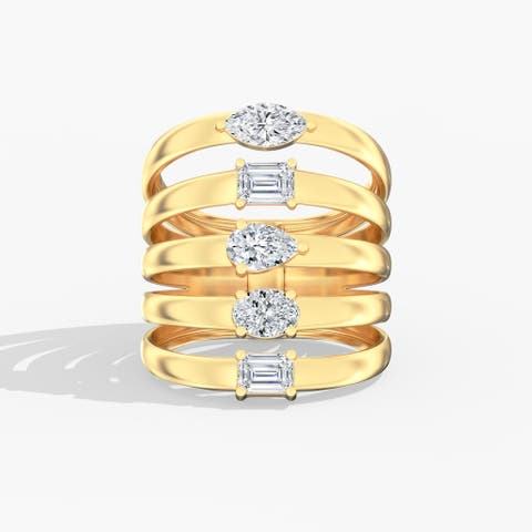 Five-Row Multi-Shape Shield Lab Diamond Ring in 14K