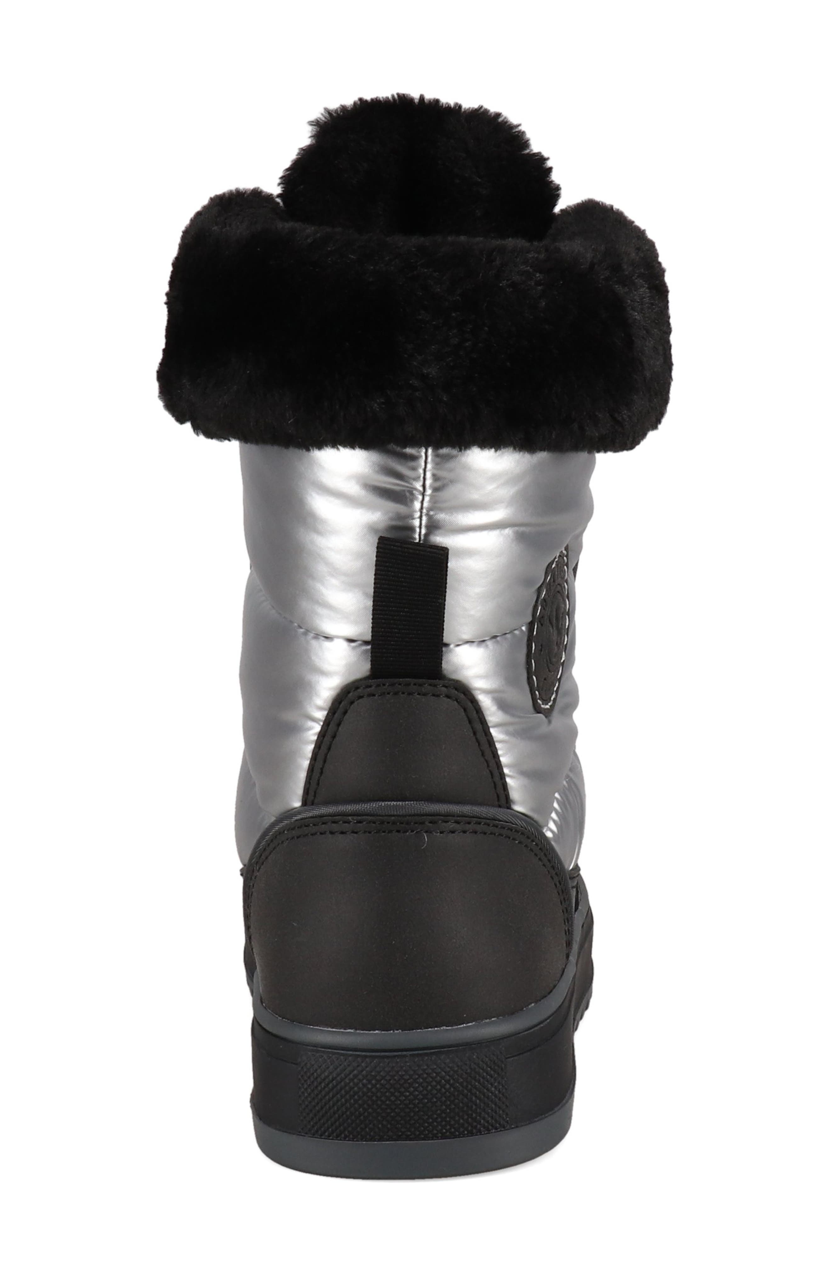 AQUATHERM BY SANTANA CANADA Minden Metallic Faux Fur Lined Lace-Up Boot, Alternate, color, Black / Silver