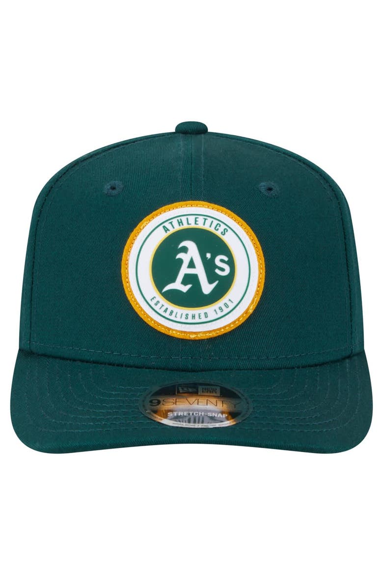 Men's New Era Kelly Green Athletics Circle Patch 9SEVENTY Stretch-Snap Hat, Alternate, color, Kelly Green