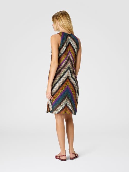 Missoni Crew Neck Mini Dress In Perforated Tulle Lace In Multi