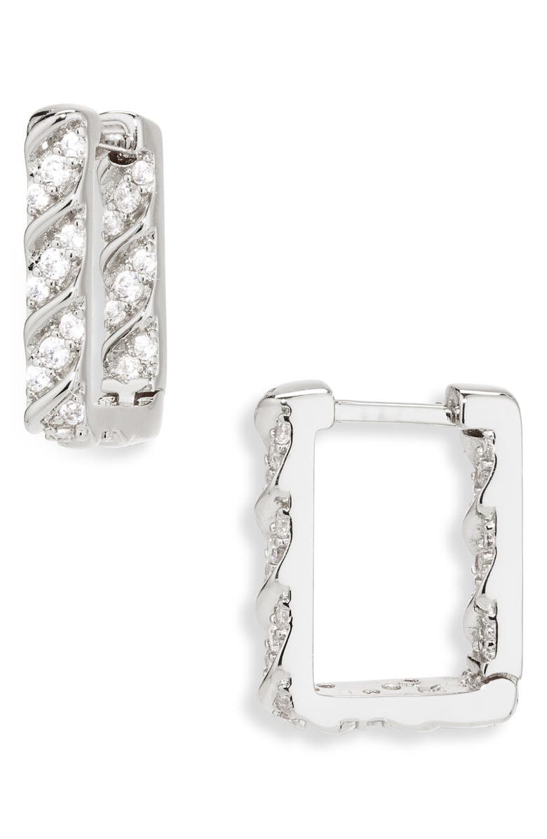 MIRANDA FRYE Brynn Huggie Hoop Earrings, Main, color, Silver