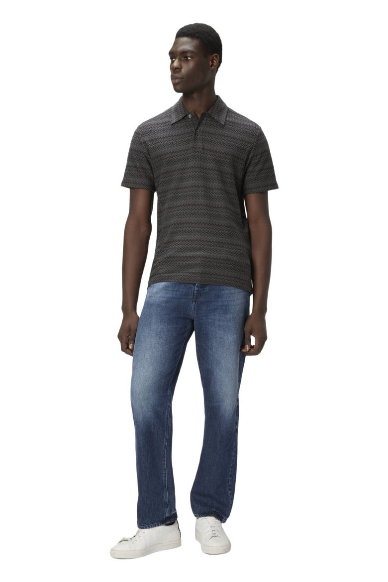 Short Sleeve Cotton Polo With Zigzag Pattern, Main, color, Grey