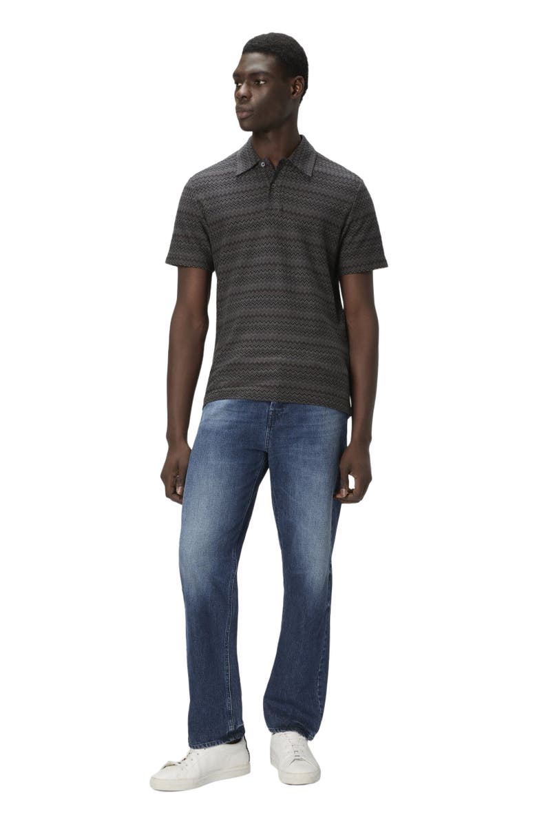 Missoni Short Sleeve Cotton Polo With Zigzag Pattern, Main, color, Grey