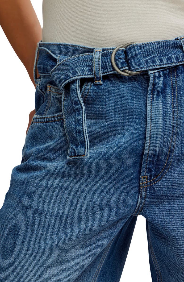Free People East Bay Belted Cuffed High Waist Wide Leg Jeans, Alternate, color, Spunky
