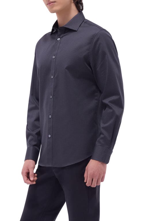 Bugatchi Axel Shaped Fit Jacquard Button-up Shirt In Anthracite