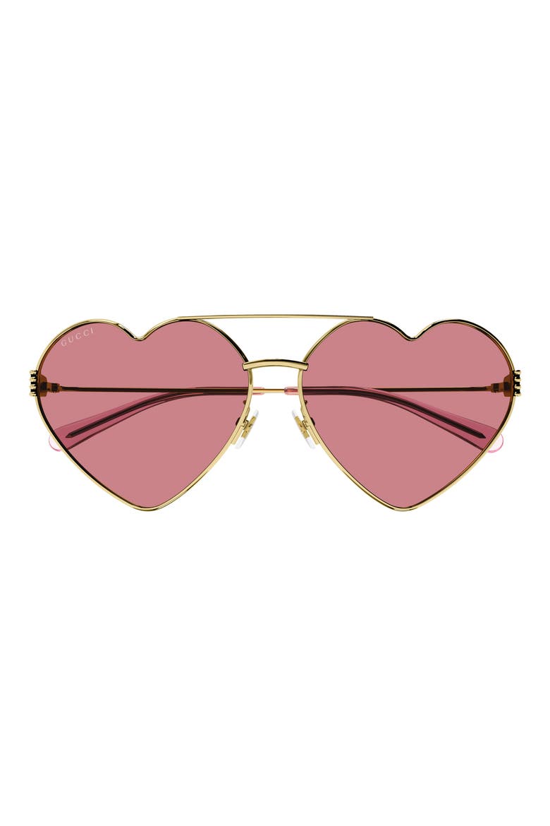 62mm Oversized Heart Sunglasses, Main, color, GOLD 2