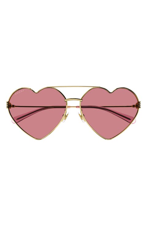 62mm Oversized Heart Sunglasses