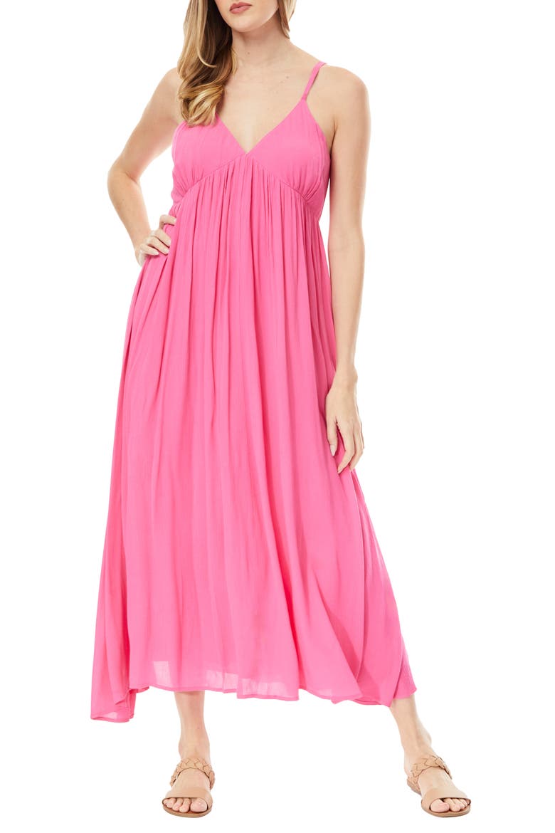 Sasha Crinkle Maxi Dress, Main, color, SHOCKING PINK