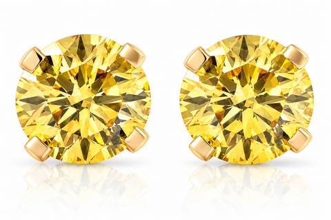 1/4 Ct T.w. Fancy Canary Lab Diamond Studs 14k Gold Lab Grown