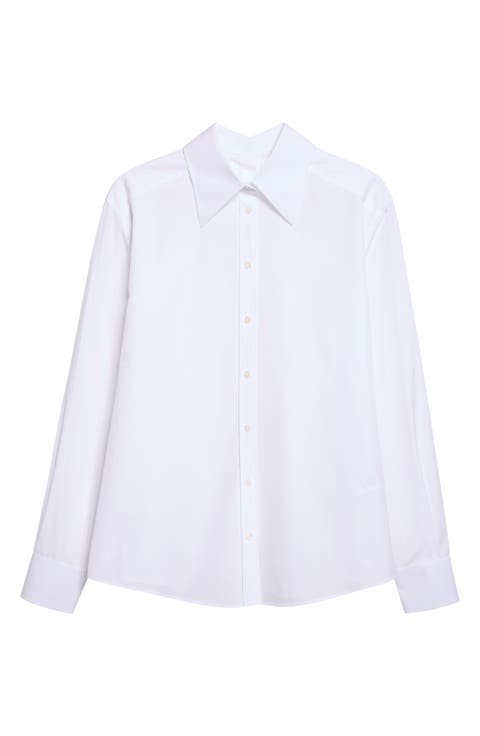 Cotton Poplin Button-Up Shirt