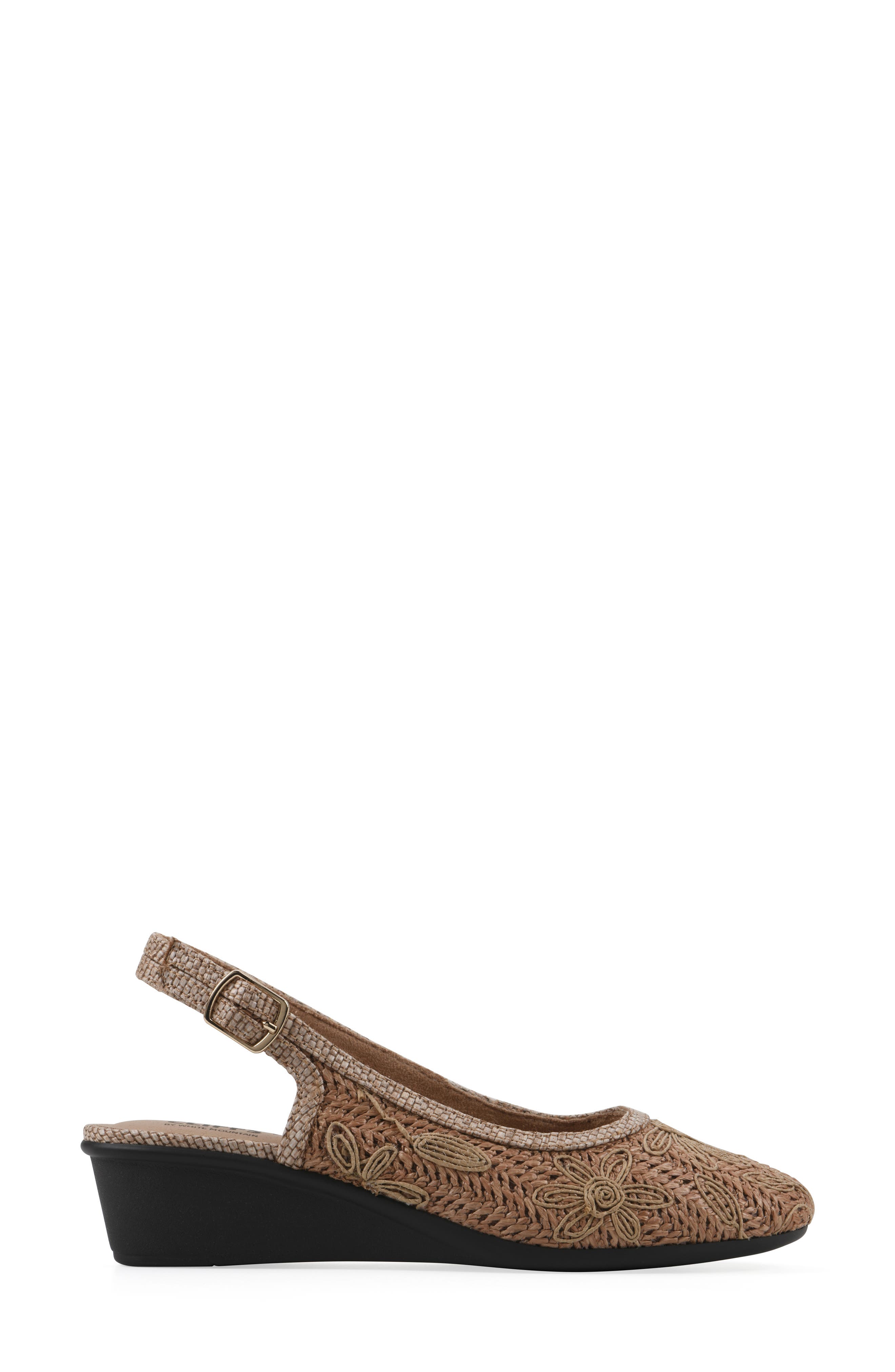 Borris Slingback Wedge, Alternate, color, COGNAC/ FABRIC